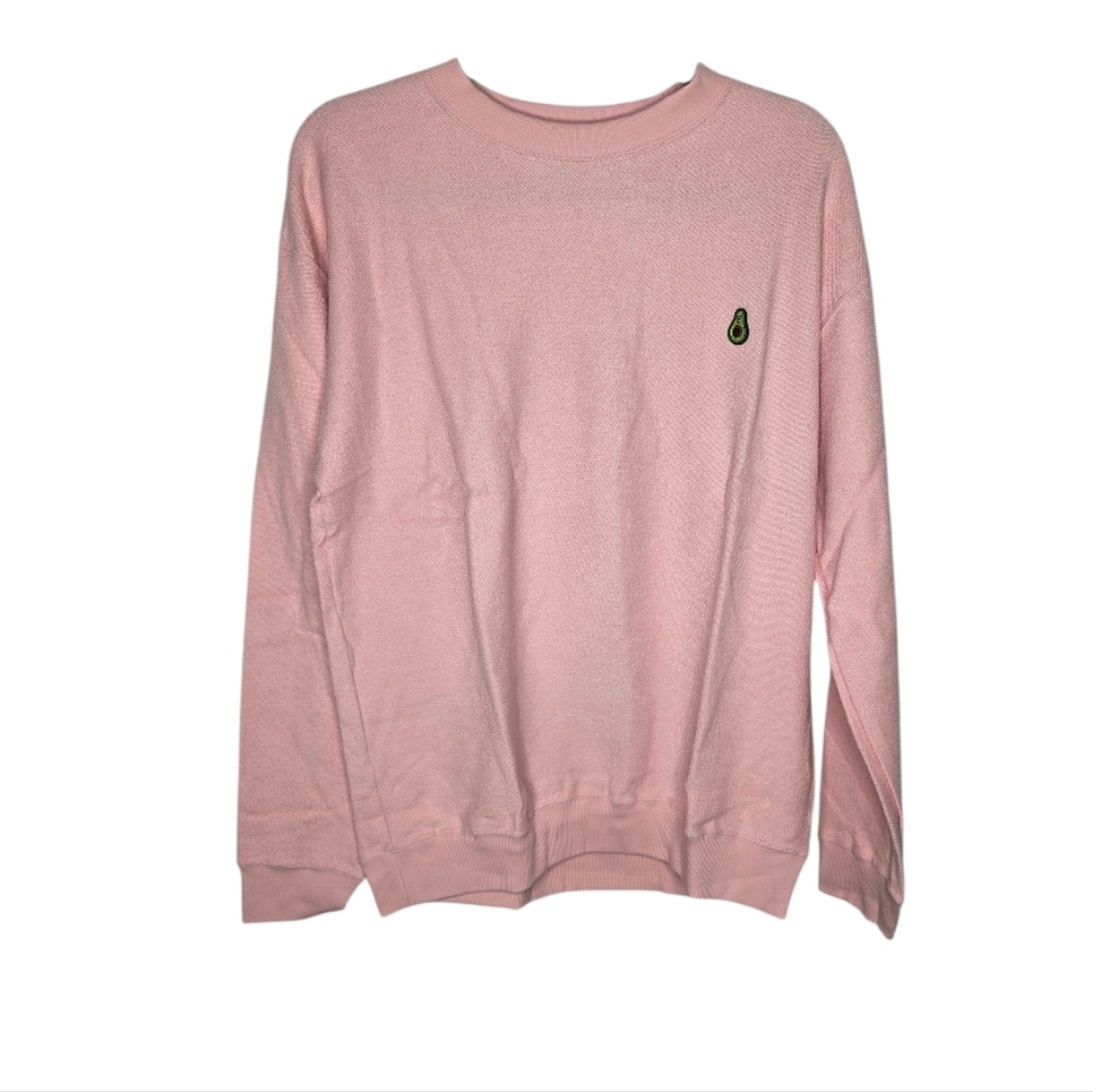 Infrathin Pink Sweatshirt With Avacado Embroidery Medium